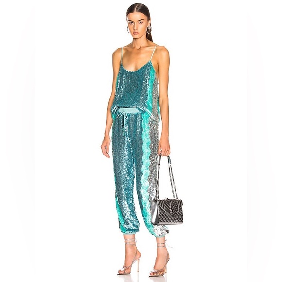 Retrofete Tops - RETROFÊTE Turquoise Blue Sequin Tank Top Blouse, size small